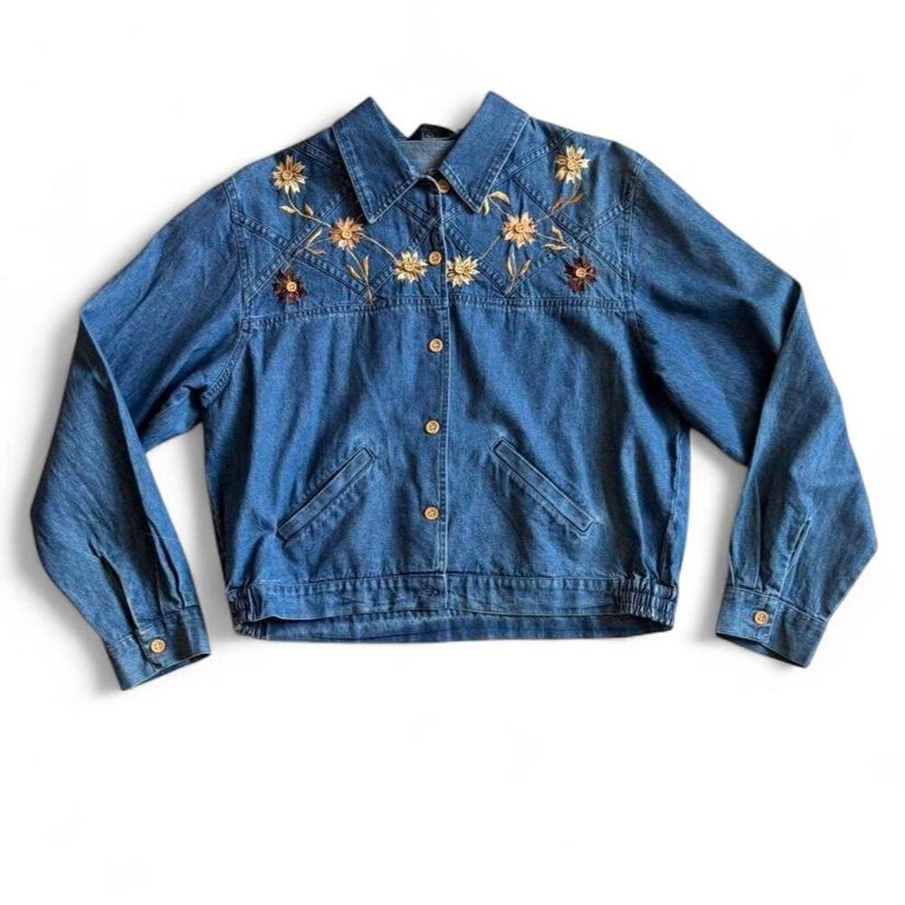 Acapo Floral Embroidered Denim Jacket XXL